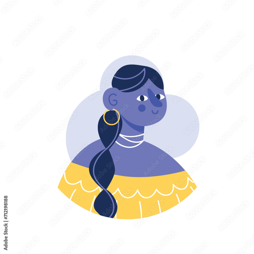 Obraz premium Avatar of person in the colorful style. Demonstration of colors in the girl avatar to convey a sense of cheerfulness and vivacity, making it suitable for digital applications. Vector illustration.