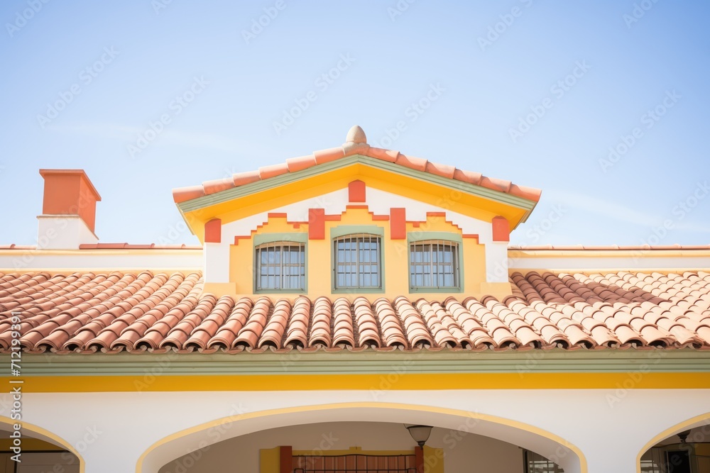 spanish style claytiled roof on a building with arches