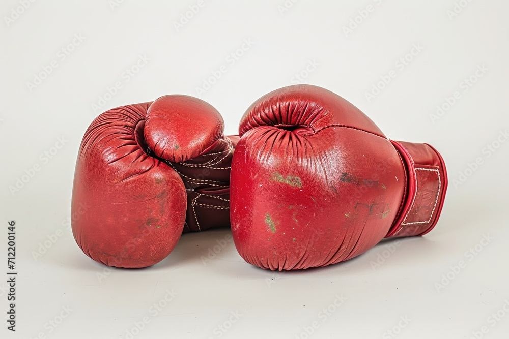 Red boxing gloves on a white background
