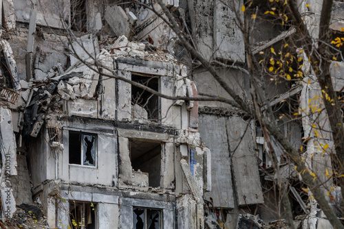 Residential building destroyed by military actions in Ukraine. © Елена Бионышева-Абра