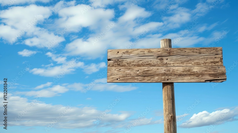 wooden signpost on a background of blue sky with clouds wooden signpost on a background of blue sky with clouds