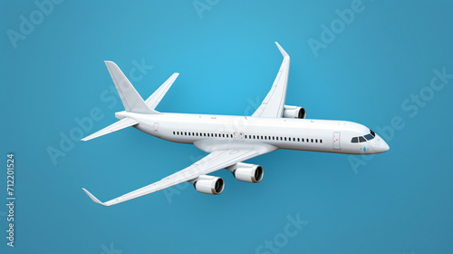 White commercial passenger airplane jet top view