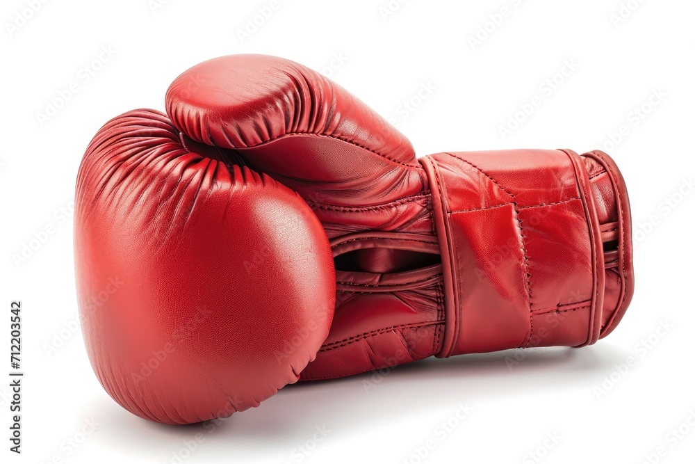 Red leather boxing glove isolated on white
