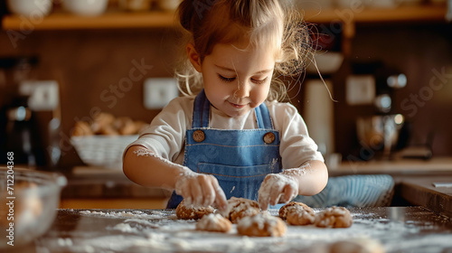 A child makes a cookie. Selective focus. Generative AI 