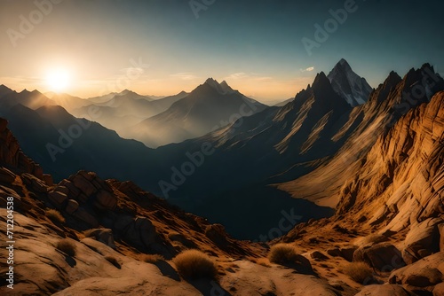 sunset in the mountains generated by AI technology