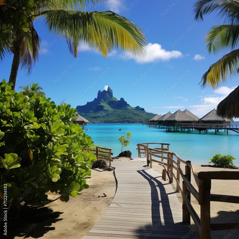 Bora Bora Many hotels offer private bungalows suspended over the water like these.beach house, tropical resort hotel