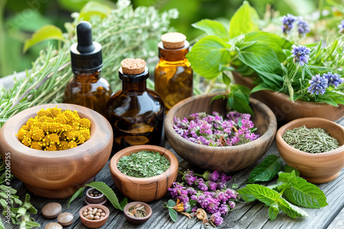 Herbal medicine preparations and remedies. photo