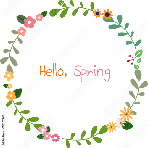 frame of flowers, wreath, vector, illustration, spring 