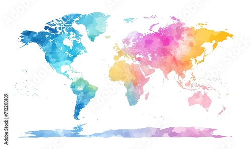 Flat world map Bright pastel colors © jamrut