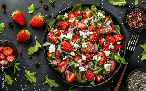 smoothie salad with feta and strawberries