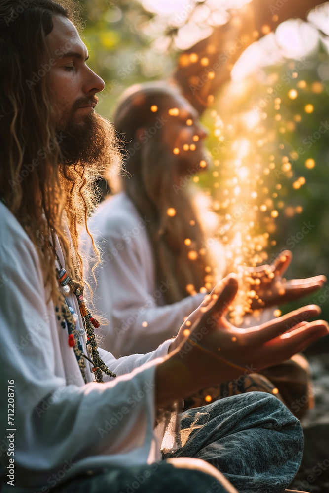 Alternative medicine practitioners conducting energy healing.