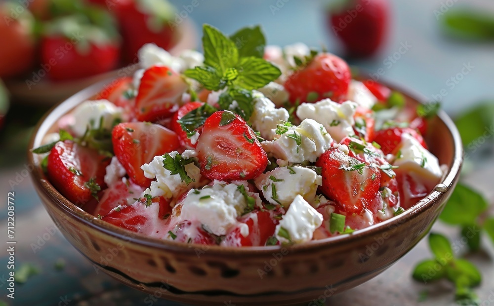 smoothie salad with feta and strawberries smoothie salad with feta and strawberries