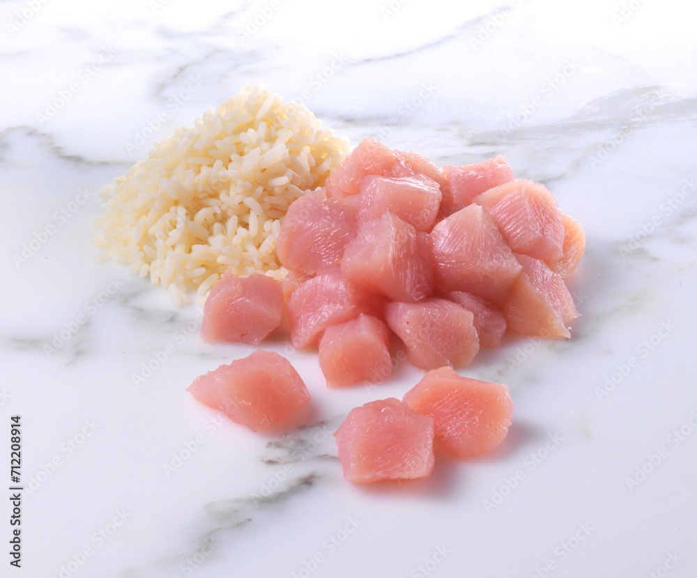Geflügel mit Reis, Hühnchen, Tierfutter, Fleisch, Marmor, Geflügel mit Reis, Hühnchen, Tierfutter, Fleisch, Marmor,
