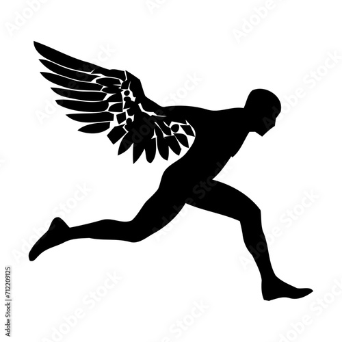 Running man. with wings Vector illustration created in the topic