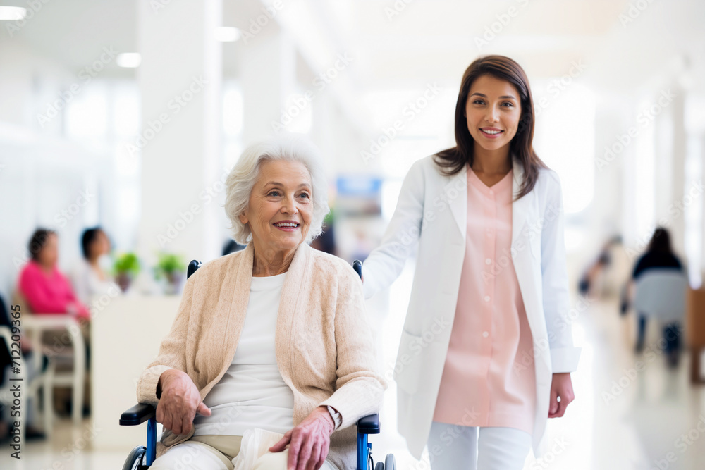 Generative AI image of Nurse Caring for Elderly woman in Wheelchair Generative AI image of Nurse Caring for Elderly woman in Wheelchair
