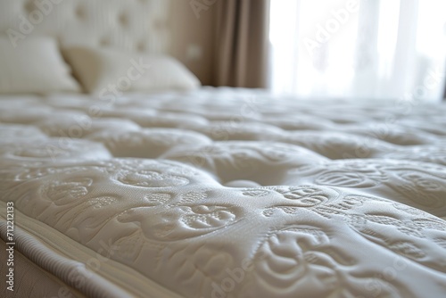 Show the mattress pattern on the bed highlighting shallow depth