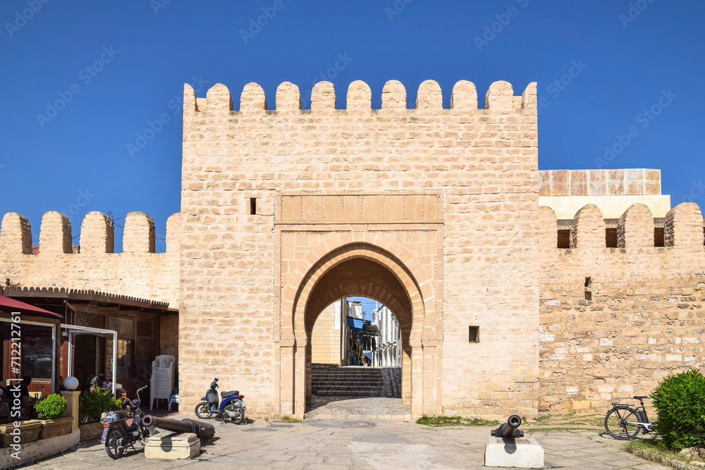 Beautiful gate in the defensive walls of Monastir, Tunisia.
