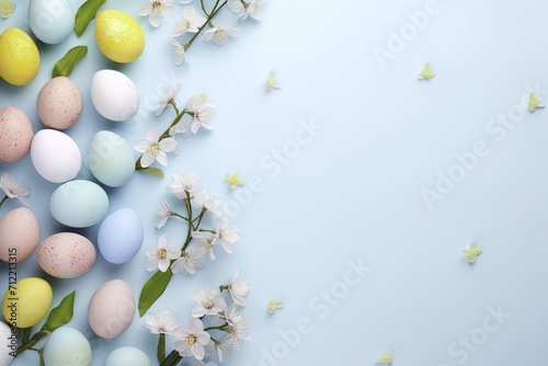 easter eggs with flowers, easter background, easter holiday, easter
