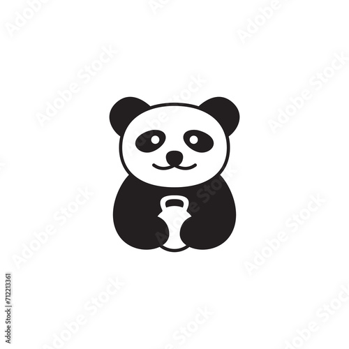 panda cute icon logo design vector