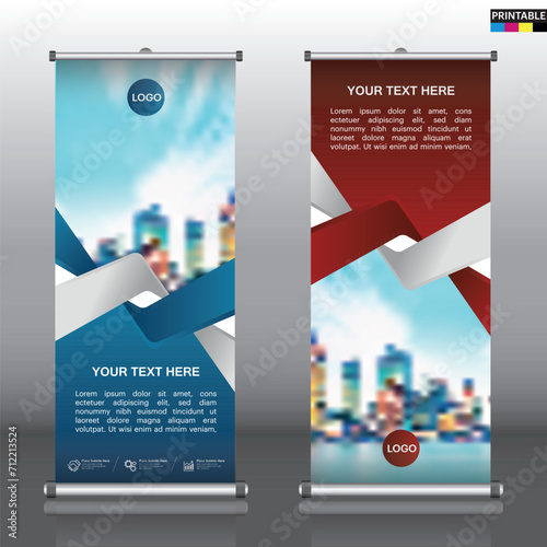 Vertical roll-up banner vector template. modern banner, rectangle size.