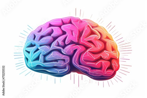 Symbolic brain graphic, cognitive vectors, brain icons, and logos. Vectorized brain mapping and neurological concepts. Brain connections depicted in the illustration, featuring neurotransmitter vector photo