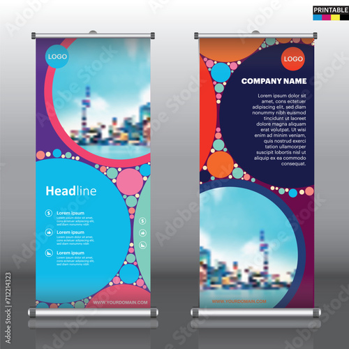 Vertical roll-up banner vector template. modern banner, rectangle size.