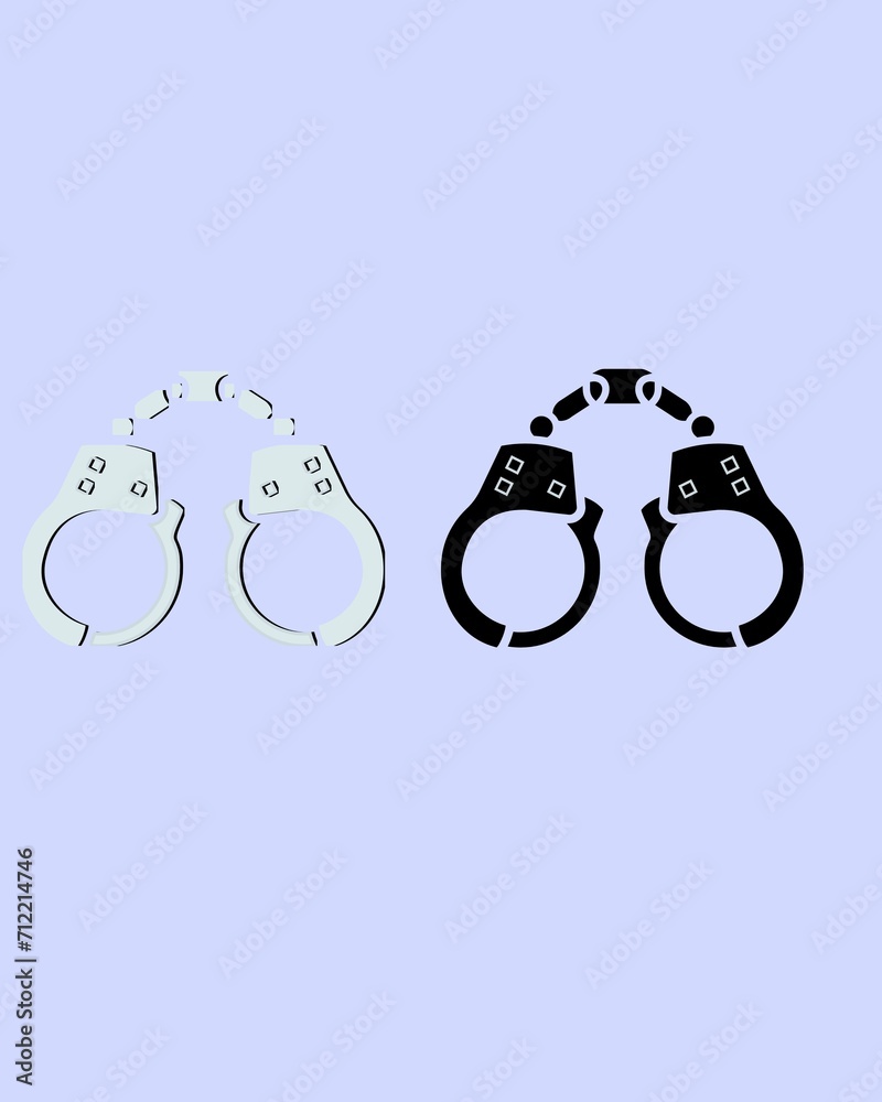 Closed Jail Cuffs: Cartoon Handcuffs Vector Illustration. Ideal for Detention Imagery. A Symbol of Crime, featuring Police Handcuffs. Creative Concept Closed Jail Cuffs: Cartoon Handcuffs Vector Illustration. Ideal for Detention Imagery. A Symbol of Crime, featuring Police Handcuffs. Creative Concept