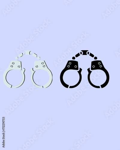 Closed Jail Cuffs: Cartoon Handcuffs Vector Illustration. Ideal for Detention Imagery. A Symbol of Crime, featuring Police Handcuffs. Creative Concept