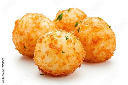 Cheese ball with stretch cheese isolated on white with clipping path