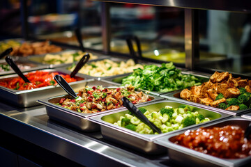 Generative AI picture of delicious food meal in school canteen
