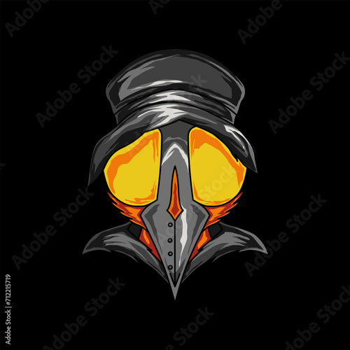 plague bird head artwork. suitable for mascot logo design