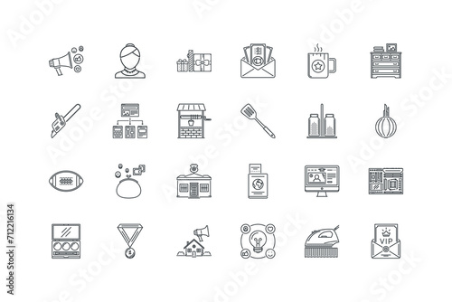 Chainsaw, saw, tool, repairs, building, interior icon,Chest, drawers, book, house, furniture, home, decoration icon,Coffee, cup, break, business, job, work, office icon,Envelope, banknote,set of icons