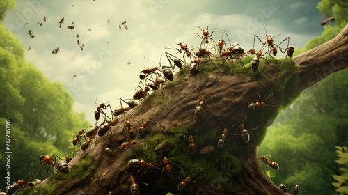 Ants on a tree photo
