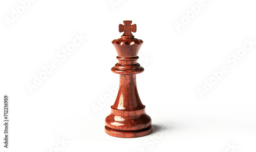 simple chess king piece isolated on white background, front view. Generative Ai.