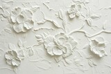 white plaster wall molding background floral pattern