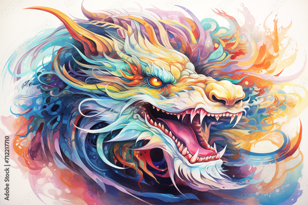 Chinese Dragon Head in Pastel Colors