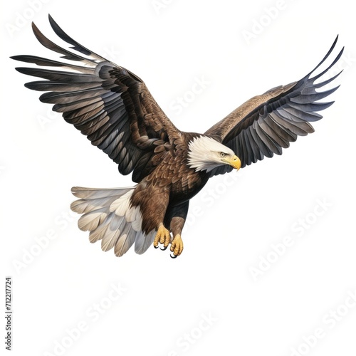 A majestic bald eagle soars through the sky © duyina1990