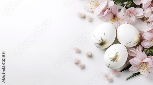 easter eggs and flowers, Easter background, Easter holiday