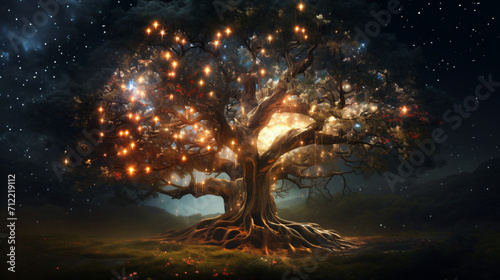 Lighting around the tree.