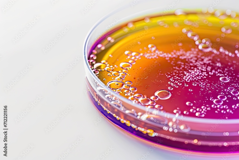 Bacteria culture on white background testing various germs virus
