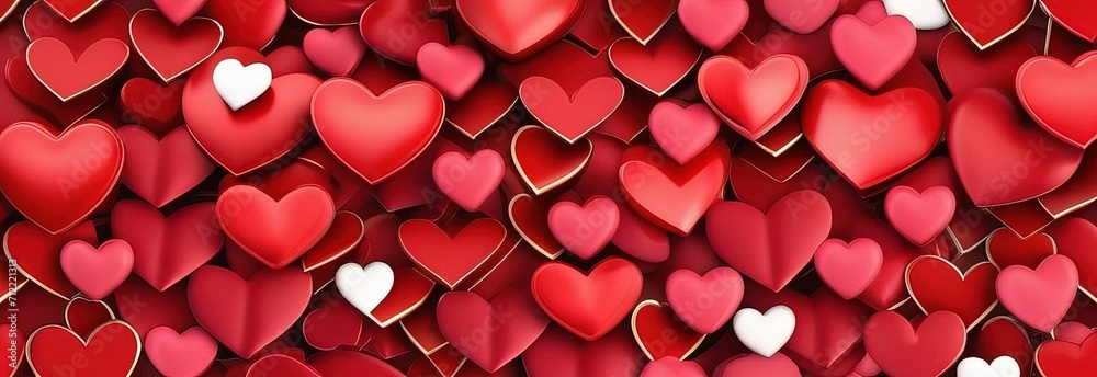 St. Valentines day, wedding banner made of red voluminous hearts. Use for love sale banners, vouchers, wrapping paper. Concept love. Beautiful love hearts background for valentines day greeting card. St. Valentines day, wedding banner made of red voluminous hearts. Use for love sale banners, vouchers, wrapping paper. Concept love. Beautiful love hearts background for valentines day greeting card.