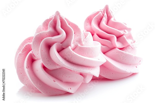 Pink meringue cookies isolated on white