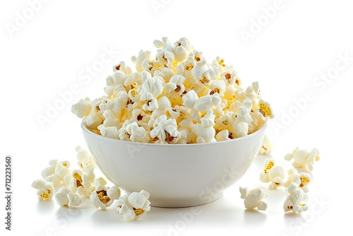 Isolated white background with popcorn bowl
