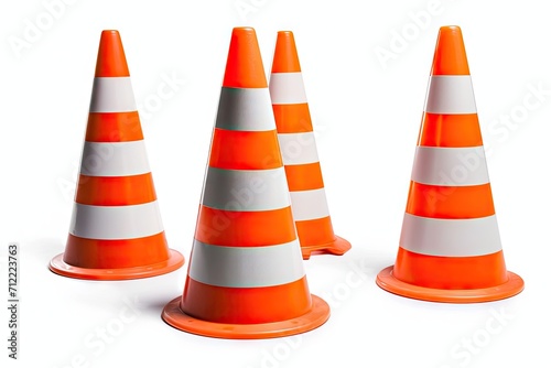 White background isolates traffic cones