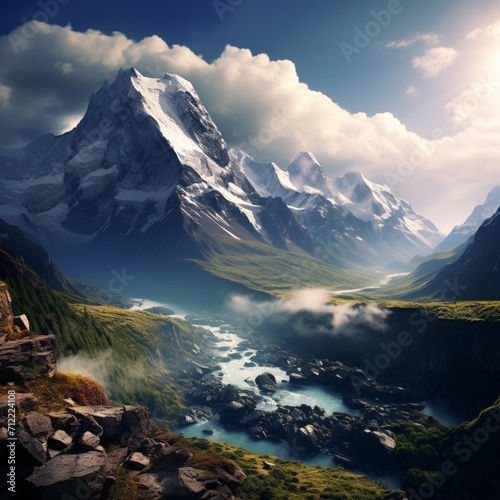 World famous beautiful mountains images Generative AI