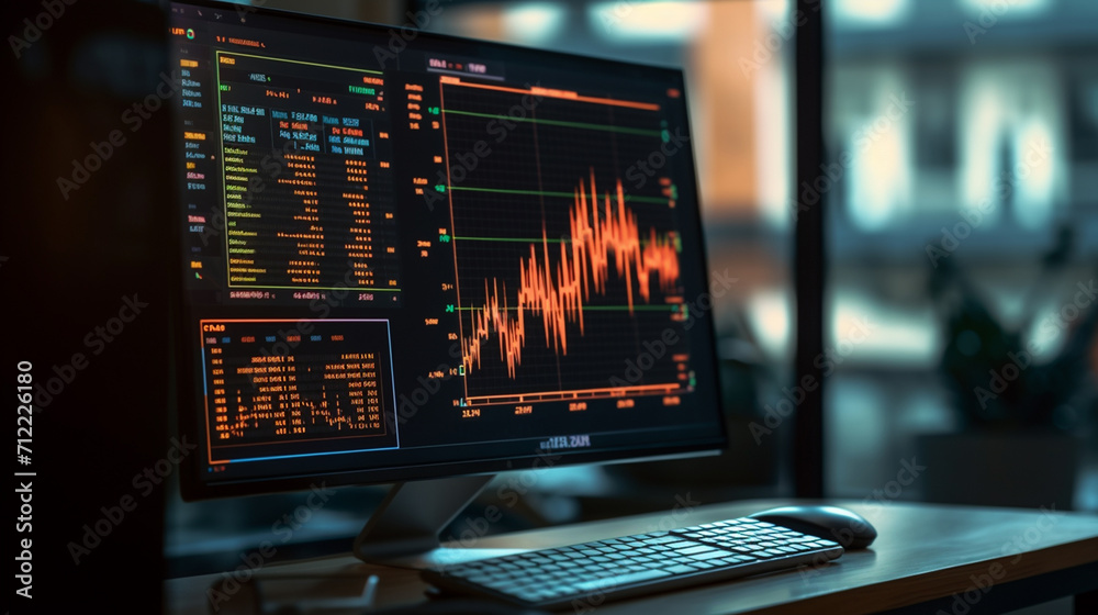 A screen of a stock market computer A screen of a stock market computer