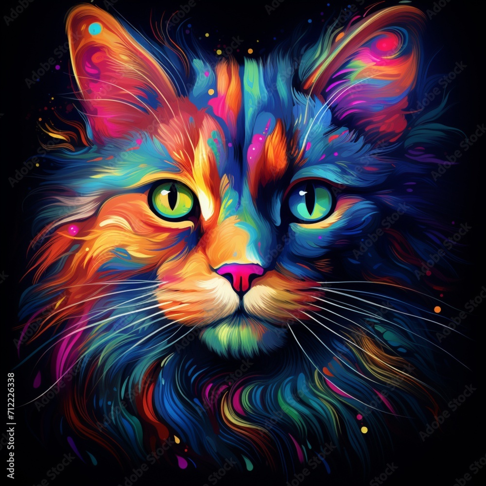 World some nice colorful cat images Generative AI