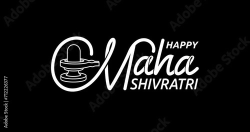 Happy Maha Shivratri text animation in 4 clips of different colors. Handwritten inscription calligraphy animated with alpha channel. Great for greetings, Hindu celebrations, TV shows, and vlogs photo