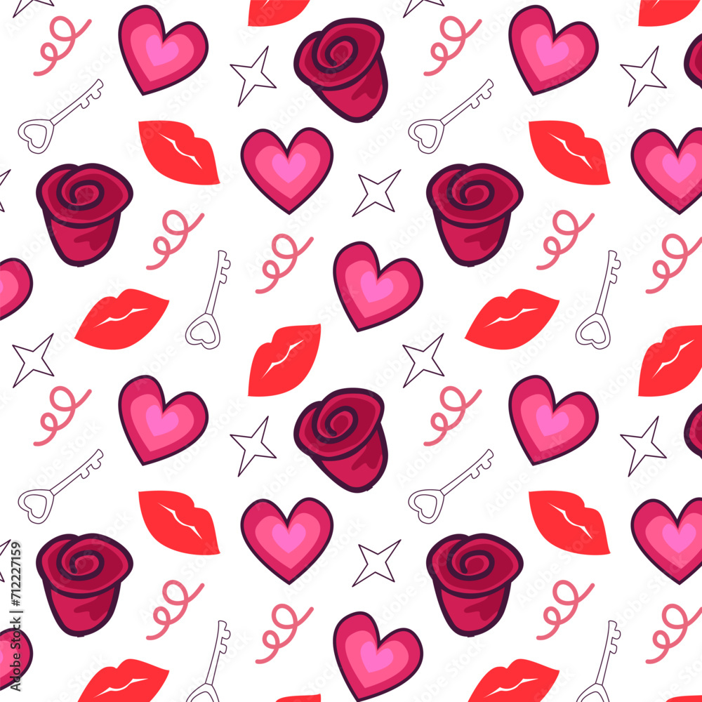 seamless valentine pattern with hearts and roses seamless valentine pattern with hearts and roses