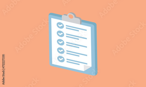 3D Clipboard with checklist icon.3d goal for technology,online social media usage illustration.